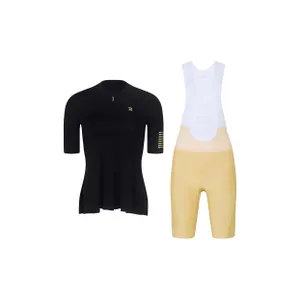 RIVANELLE Cyklistický krátky dres a krátke nohavice - GRACE - béžová/čierna RIVANELLE Cyklistický krátky dres a krátke nohavice - GRACE - béžová/čierna