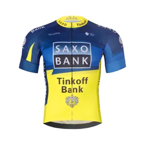 BONAVELO Cyklistický dres s krátkym rukávom - SAXO BANK TINKOFF - modrá/žltá BONAVELO Cyklistický dres s krátkym rukávom - SAXO BANK TINKOFF - modrá/žltá