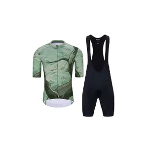 HOLOKOLO Cyklistický krátky dres a krátke nohavice - FOREST - zelená/oranžová/hnedá HOLOKOLO Cyklistický krátky dres a krátke nohavice - FOREST - zelená/oranžová/hnedá