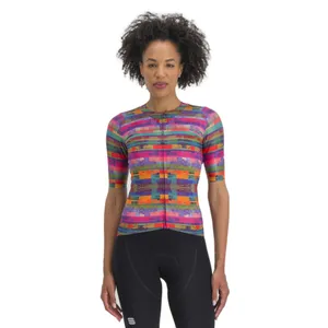 Dámsky cyklistický dres s krátkym rukávom SPORTFUL Glitch w bomber jersey, multicolor pink Dámsky cyklistický dres s krátkym rukávom SPORTFUL Glitch w bomber jersey, multicolor pink