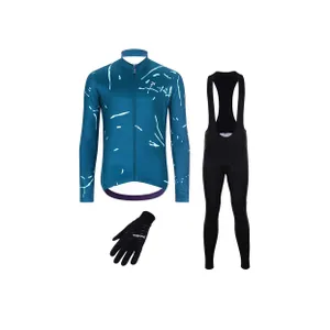 HOLOKOLO Cyklistický dlhý dres a nohavice - PASSION WINTER - modrá/čierna HOLOKOLO Cyklistický dlhý dres a nohavice - PASSION WINTER - modrá/čierna