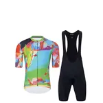 HOLOKOLO Cyklistický krátky dres a krátke nohavice - DEER - viacfarebná/zelená HOLOKOLO Cyklistický krátky dres a krátke nohavice - DEER - viacfarebná/zelená