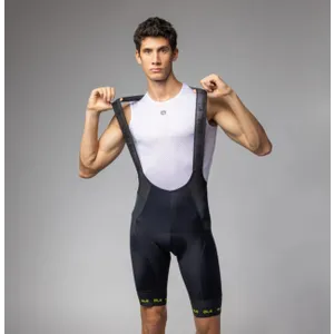 ALÉ Cyklistické nohavice krátke s trakmi - STRADA 2.0 PR-E - čierna/žltá ALÉ Cyklistické nohavice krátke s trakmi - STRADA 2.0 PR-E - čierna/žltá