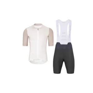 HOLOKOLO Cyklistický krátky dres a krátke nohavice - PERFORMANCE - béžová/čierna HOLOKOLO Cyklistický krátky dres a krátke nohavice - PERFORMANCE - béžová/čierna