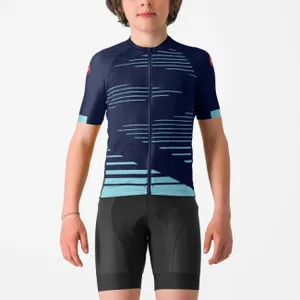 CASTELLI Cyklistický dres s krátkym rukávom - AERO KID - modrá CASTELLI Cyklistický dres s krátkym rukávom - AERO KID - modrá