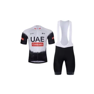 BONAVELO Cyklistický krátky dres a krátke nohavice - UAE 2025 - čierna/biela BONAVELO Cyklistický krátky dres a krátke nohavice - UAE 2025 - čierna/biela
