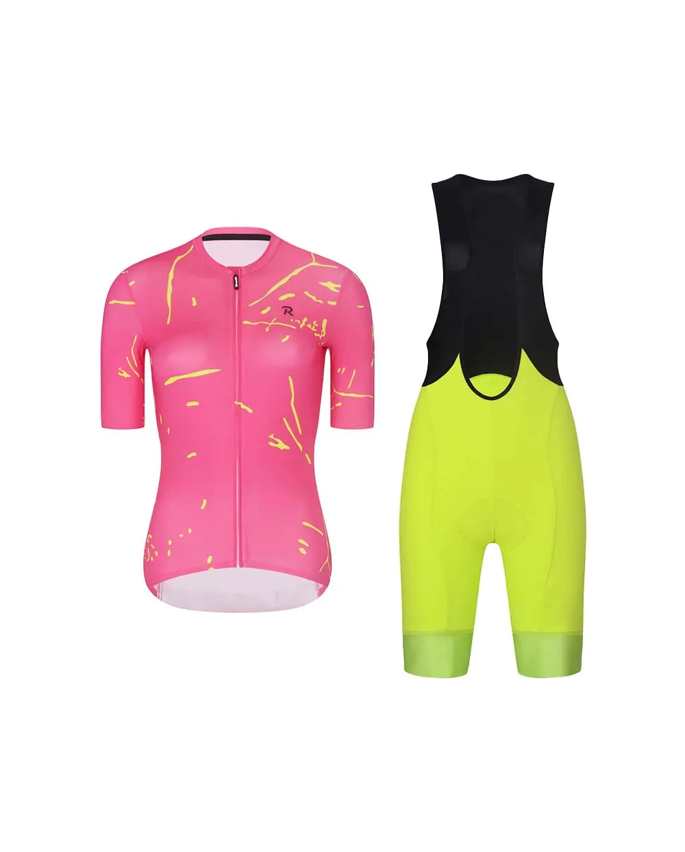 RIVANELLE Cyklistický krátky dres a krátke nohavice - PASSION - žltá/ružová RIVANELLE Cyklistický krátky dres a krátke nohavice - PASSION - žltá/ružová