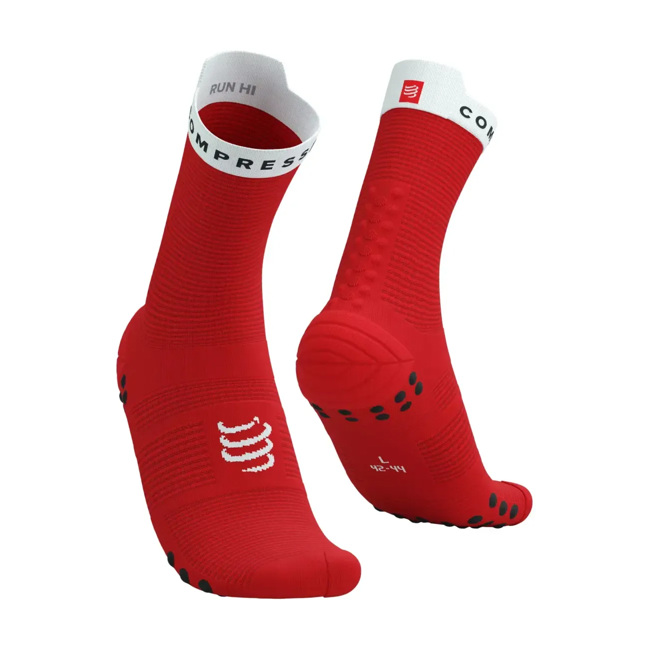 COMPRESSPORT Cyklistické ponožky klasické - PRO RACING V4.0 RUN HIGH - červená/biela COMPRESSPORT Cyklistické ponožky klasické - PRO RACING V4.0 RUN HIGH - červená/biela