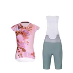 RIVANELLE Cyklistický krátky dres a krátke nohavice - MISS FLOWERY - zelená/ružová RIVANELLE Cyklistický krátky dres a krátke nohavice - MISS FLOWERY - zelená/ružová