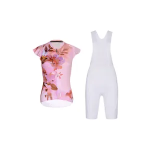 RIVANELLE Cyklistický krátky dres a krátke nohavice - MISS FLOWERY - biela/ružová RIVANELLE Cyklistický krátky dres a krátke nohavice - MISS FLOWERY - biela/ružová