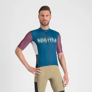 SPORTFUL Cyklistický dres s krátkym rukávom - SUPERGIARA LOGO - modrá/bordová SPORTFUL Cyklistický dres s krátkym rukávom - SUPERGIARA LOGO - modrá/bordová