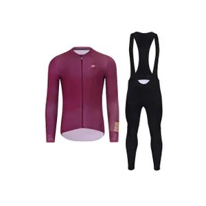 HOLOKOLO Cyklistický dlhý dres a nohavice - VICTORIOUS GOLD - bordová/čierna HOLOKOLO Cyklistický dlhý dres a nohavice - VICTORIOUS GOLD - bordová/čierna