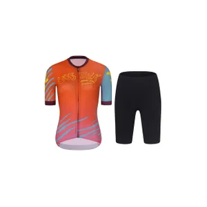 RIVANELLE Cyklistický krátky dres a krátke nohavice - LESS TALK - červená/čierna/viacfarebná RIVANELLE Cyklistický krátky dres a krátke nohavice - LESS TALK - červená/čierna/viacfarebná