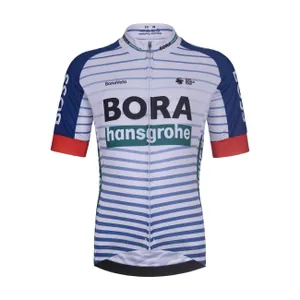 BONAVELO Cyklistický dres s krátkym rukávom - BORA KID 2026 - biela/viacfarebná BONAVELO Cyklistický dres s krátkym rukávom - BORA KID 2026 - biela/viacfarebná