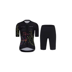 RIVANELLE Cyklistický krátky dres a krátke nohavice - MAAPPI DARK - ružová/čierna RIVANELLE Cyklistický krátky dres a krátke nohavice - MAAPPI DARK - ružová/čierna