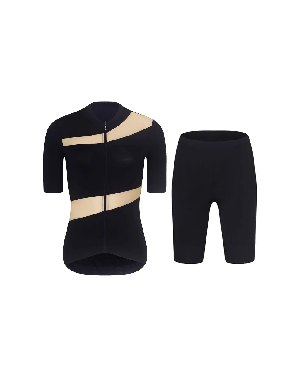RIVANELLE Cyklistický krátky dres a krátke nohavice - GLAMOR - béžová/čierna RIVANELLE Cyklistický krátky dres a krátke nohavice - GLAMOR - béžová/čierna