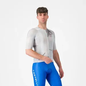 CASTELLI Cyklistický dres s krátkym rukávom - AERO RACE 8S - strieborná CASTELLI Cyklistický dres s krátkym rukávom - AERO RACE 8S - strieborná