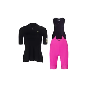 RIVANELLE Cyklistický krátky dres a krátke nohavice - GRACE - čierna/ružová RIVANELLE Cyklistický krátky dres a krátke nohavice - GRACE - čierna/ružová