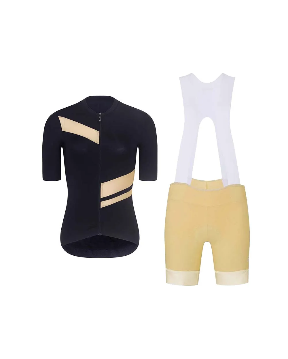 RIVANELLE Cyklistický krátky dres a krátke nohavice - GLAMOR - čierna/béžová RIVANELLE Cyklistický krátky dres a krátke nohavice - GLAMOR - čierna/béžová