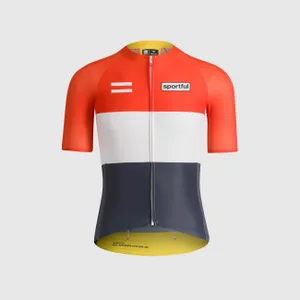 SPORTFUL Cyklistický dres s krátkym rukávom - SUPERNOVA HERITAGE - modrá/biela/červená/žltá SPORTFUL Cyklistický dres s krátkym rukávom - SUPERNOVA HERITAGE - modrá/biela/červená/žltá
