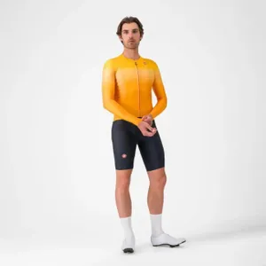 CASTELLI Cyklistický dres s dlhým rukávom letný - UPF LONG - oranžová CASTELLI Cyklistický dres s dlhým rukávom letný - UPF LONG - oranžová