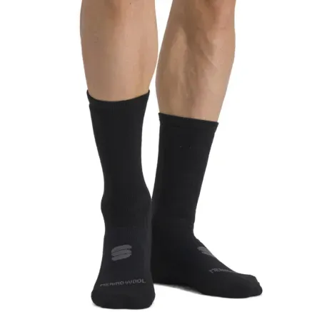 Cyklistické ponožky SPORTFUL Merino wool 18 socks, black anthracite Cyklistické ponožky SPORTFUL Merino wool 18 socks, black anthracite