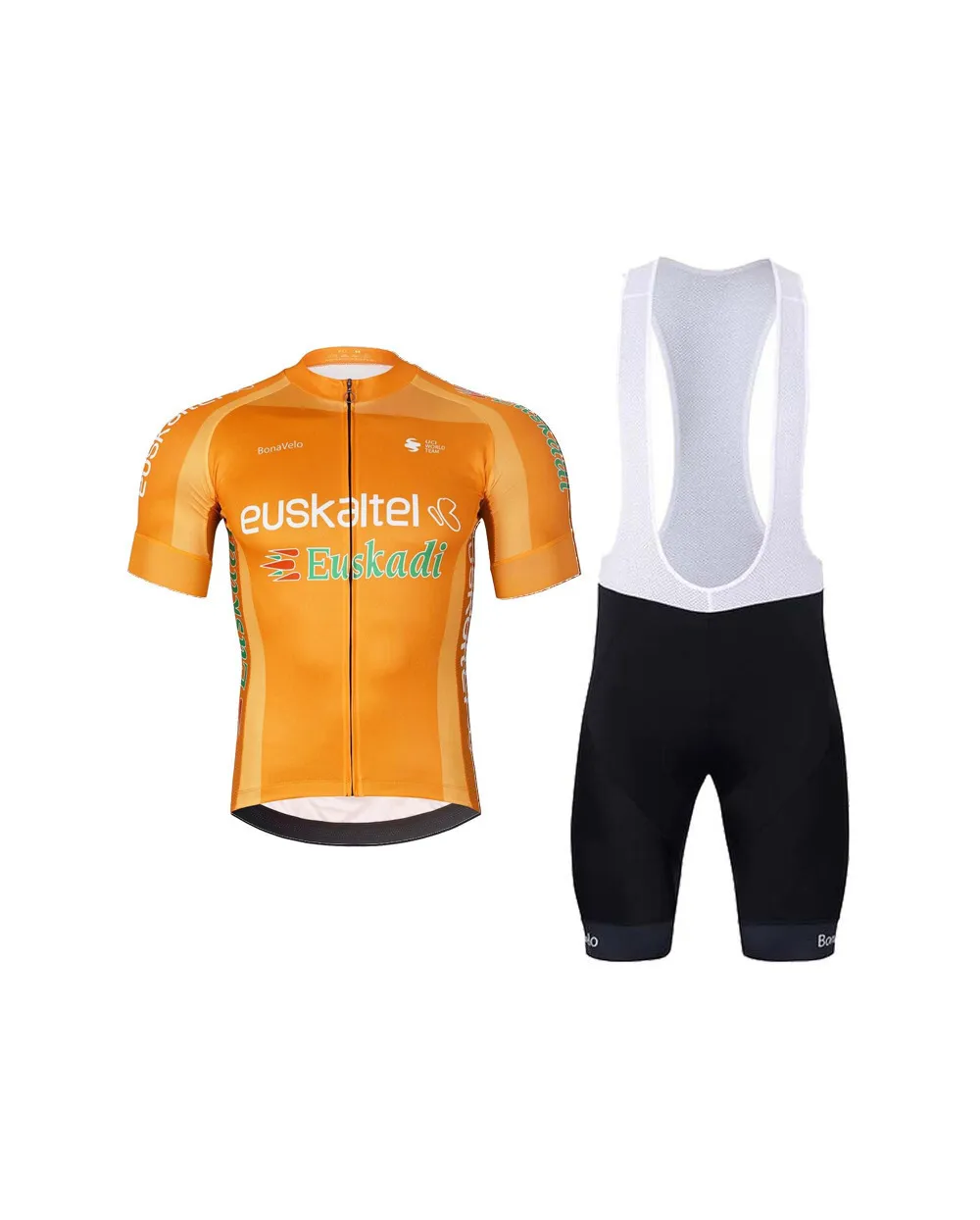 BONAVELO Cyklistický krátky dres a krátke nohavice - EUSKALTEL - EUSKADI - čierna/oranžová BONAVELO Cyklistický krátky dres a krátke nohavice - EUSKALTEL - EUSKADI - čierna/oranžová
