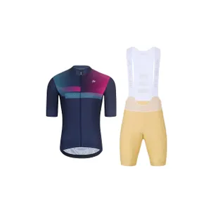 HOLOKOLO Cyklistický krátky dres a krátke nohavice - SPECTRO - béžová/modrá HOLOKOLO Cyklistický krátky dres a krátke nohavice - SPECTRO - béžová/modrá