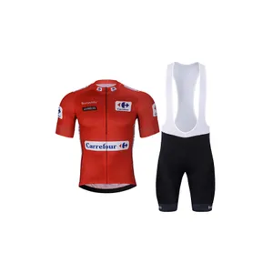 BONAVELO Cyklistický krátky dres a krátke nohavice - LA VUELTA - červená/čierna BONAVELO Cyklistický krátky dres a krátke nohavice - LA VUELTA - červená/čierna