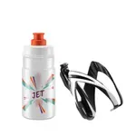 Fľaša na bicykel ELITE KIT CEO black glossy + bottle JET 350 ml clear orange logo Fľaša na bicykel ELITE KIT CEO black glossy + bottle JET 350 ml clear orange logo
