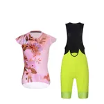 RIVANELLE Cyklistický krátky dres a krátke nohavice - MISS FLOWERY - žltá/čierna/ružová RIVANELLE Cyklistický krátky dres a krátke nohavice - MISS FLOWERY - žltá/čierna/ružová