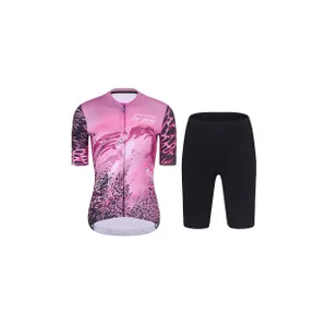 RIVANELLE Cyklistický krátky dres a krátke nohavice - ROSESCAPE - ružová/fialová RIVANELLE Cyklistický krátky dres a krátke nohavice - ROSESCAPE - ružová/fialová