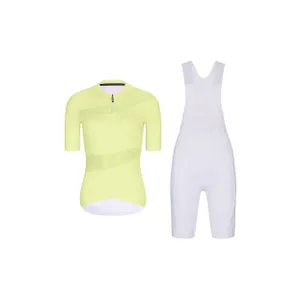 RIVANELLE Cyklistický krátky dres a krátke nohavice - GLAMOR - biela/žltá RIVANELLE Cyklistický krátky dres a krátke nohavice - GLAMOR - biela/žltá
