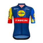 SANTINI Cyklistický dres s krátkym rukávom - LIDL TREK 2024 TEAM ORIGINAL - červená/žltá/modrá SANTINI Cyklistický dres s krátkym rukávom - LIDL TREK 2024 TEAM ORIGINAL - červená/žltá/modrá