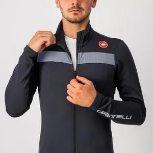 CASTELLI Cyklistický dres s dlhým rukávom zimný - PURO 3 - antracitová CASTELLI Cyklistický dres s dlhým rukávom zimný - PURO 3 - antracitová