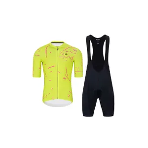 HOLOKOLO Cyklistický krátky dres a krátke nohavice - PASSION - žltá/ružová HOLOKOLO Cyklistický krátky dres a krátke nohavice - PASSION - žltá/ružová