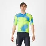 CASTELLI Cyklistický dres s krátkym rukávom - VORTICE - modrá/žltá CASTELLI Cyklistický dres s krátkym rukávom - VORTICE - modrá/žltá