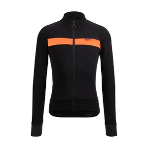 SANTINI Cyklistický dres s dlhým rukávom zimný - ADAPT WOOL - oranžová/čierna SANTINI Cyklistický dres s dlhým rukávom zimný - ADAPT WOOL - oranžová/čierna