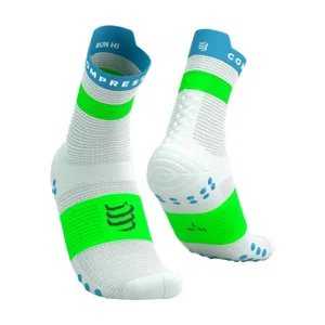 COMPRESSPORT Cyklistické ponožky klasické - PRO RACING SOCKS V4.0 RUN - biela/zelená COMPRESSPORT Cyklistické ponožky klasické - PRO RACING SOCKS V4.0 RUN - biela/zelená