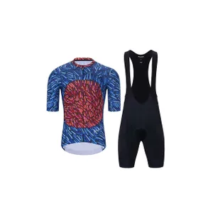 HOLOKOLO Cyklistický krátky dres a krátke nohavice - TAMELESS - čierna/modrá/červená HOLOKOLO Cyklistický krátky dres a krátke nohavice - TAMELESS - čierna/modrá/červená